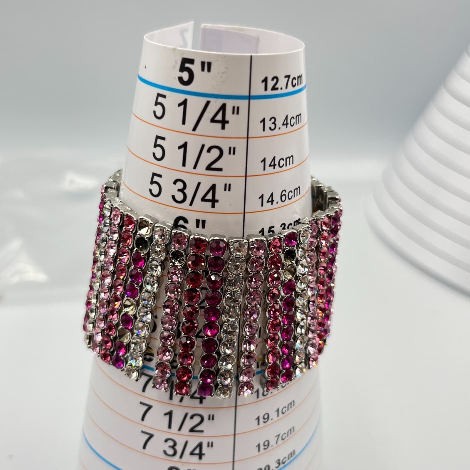 Vintage 5pc Jewelry Lot Pink Rhinestone Crystal Necklace Bracelet Cross Y2K Set - Thumbnail 12