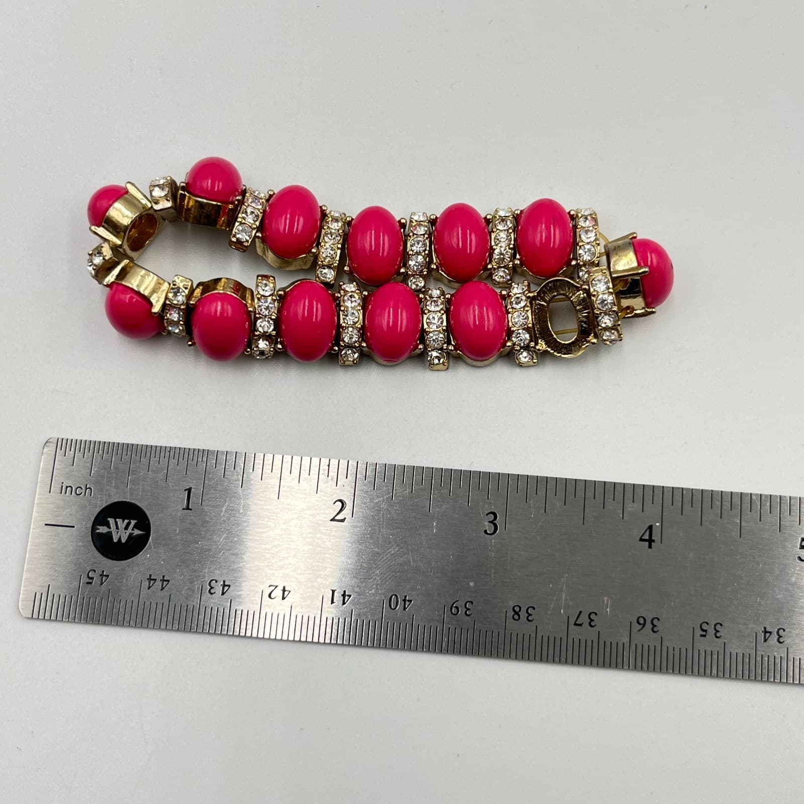 Vintage 5pc Jewelry Lot Pink Rhinestone Crystal Necklace Bracelet Cross Y2K Set - Thumbnail 8