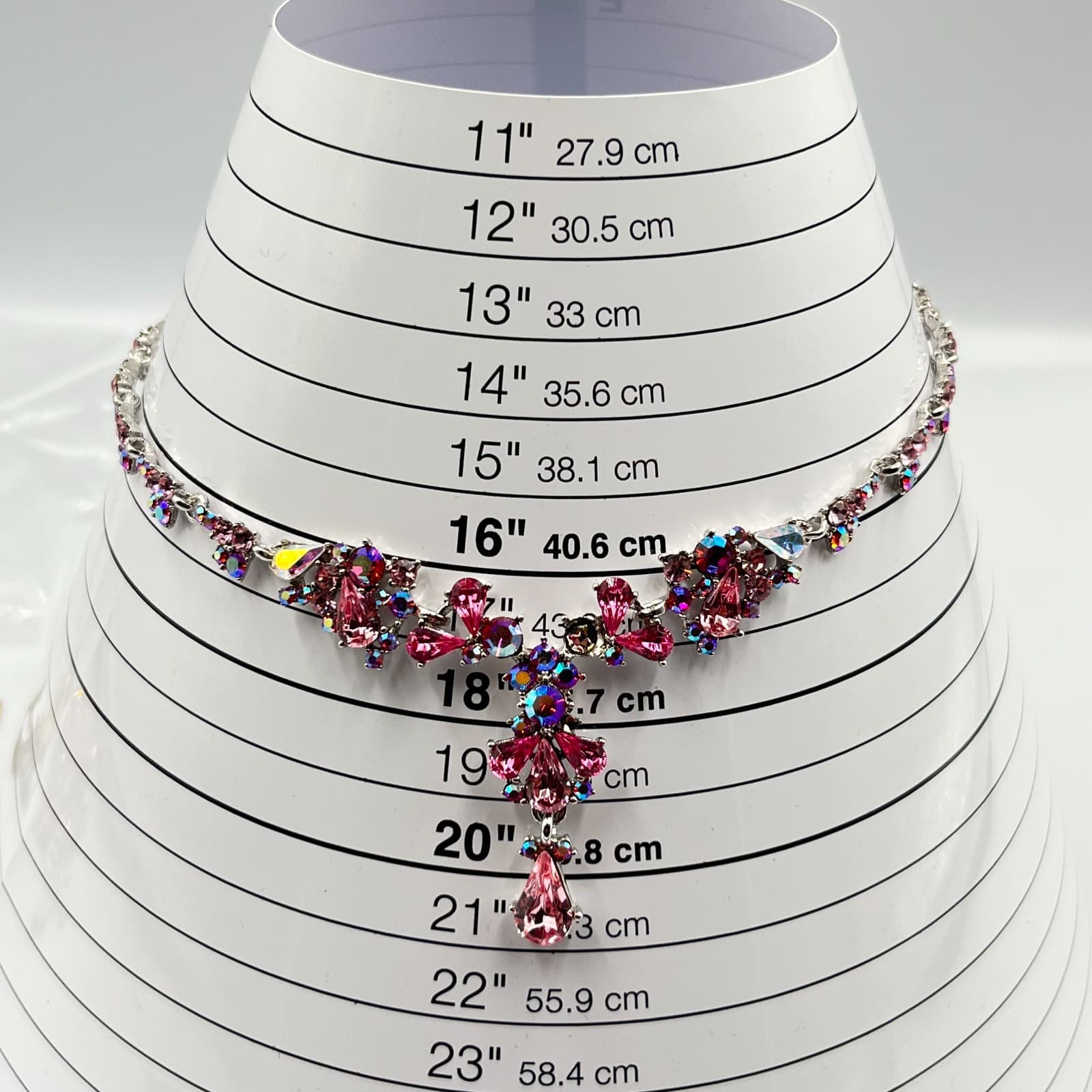 Vintage 5pc Jewelry Lot Pink Rhinestone Crystal Necklace Bracelet Cross Y2K Set - Thumbnail 5
