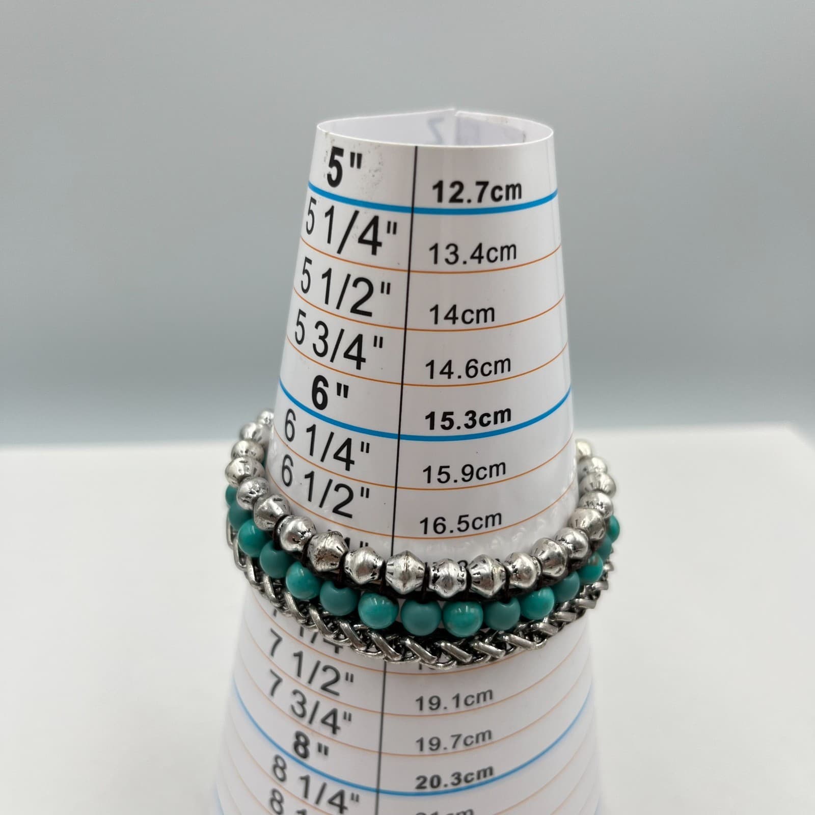 Vintage Boho Turquoise Beaded Multi-Layer Bracelet Leather Floral Button Clasp - Thumbnail 5