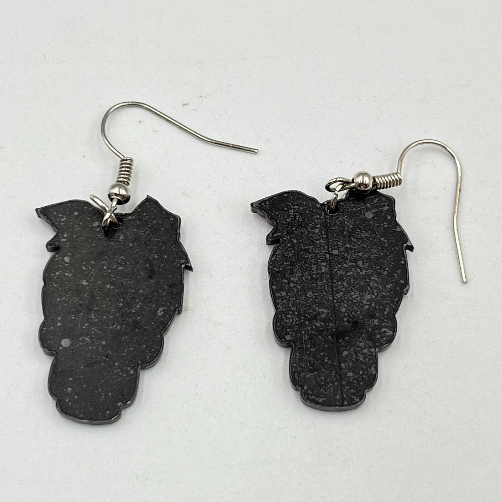 Vintage Day of the Dead Sugar Skull Acrylic Earrings - Pink Bow Rockabilly Boho - Thumbnail 3