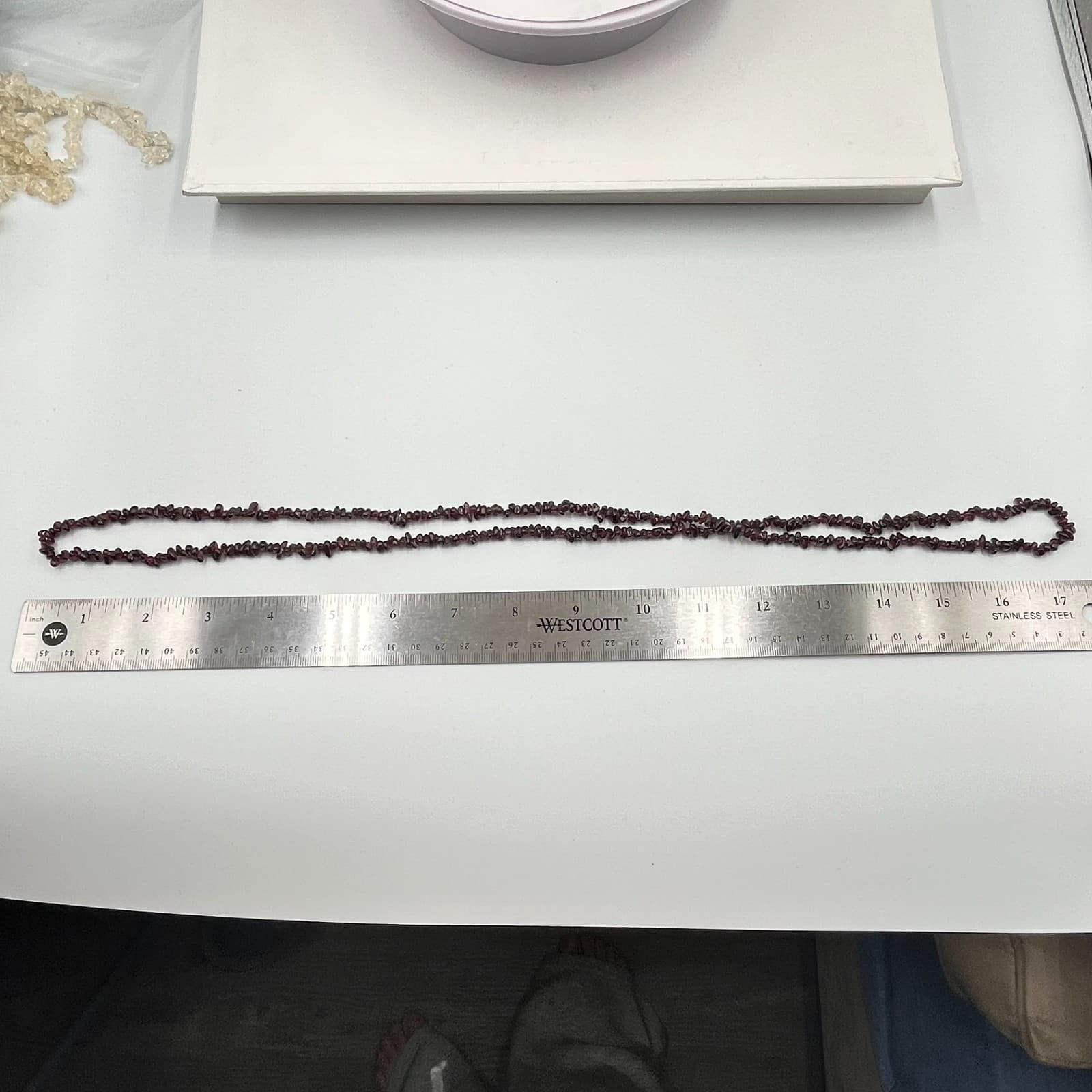 Vintage Boho Red Garnet & Pale Citrine Chip Bead Long Layering Necklace Set 2pc - Thumbnail 4