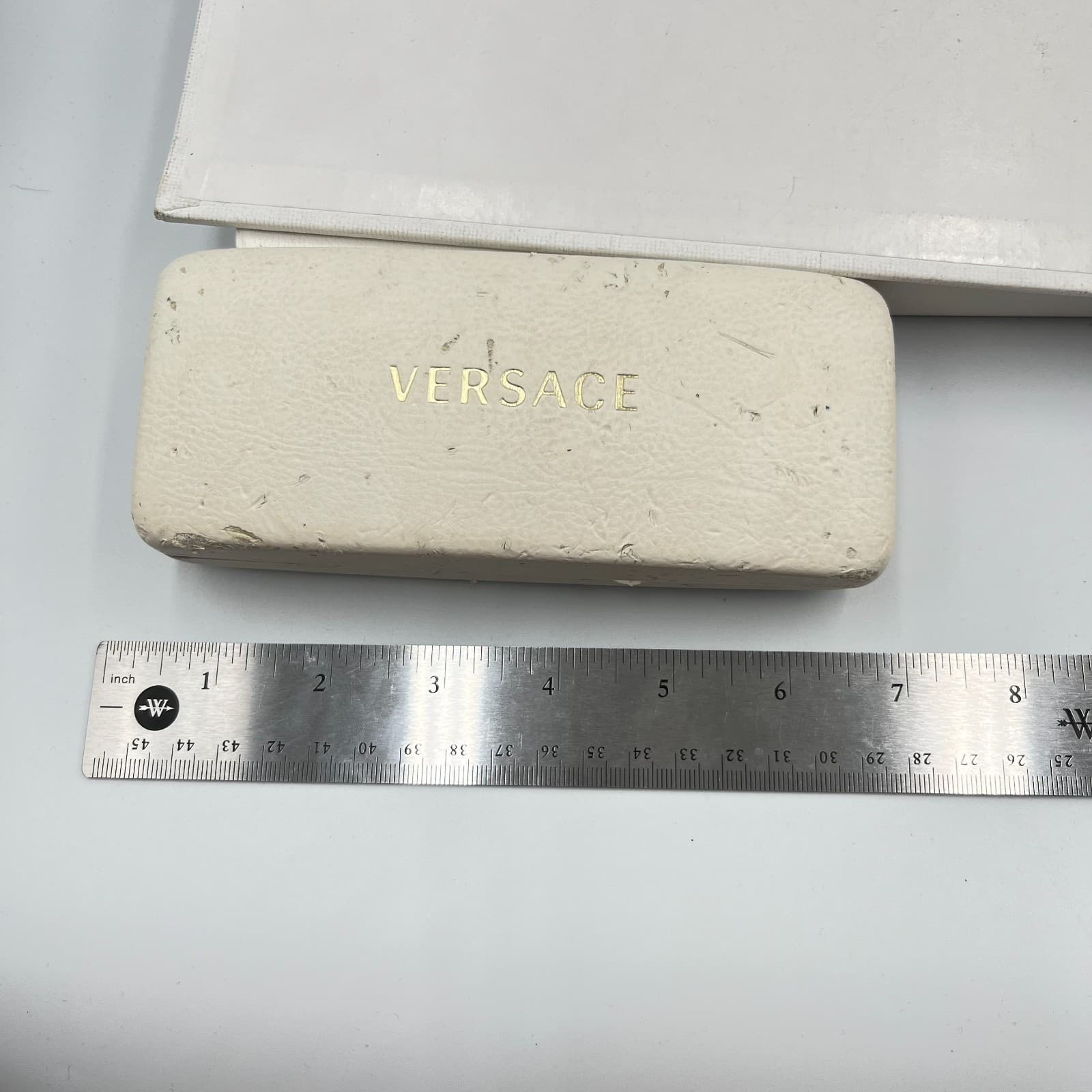 Versace Designer Glasses Case White Faux Leather Hard Shell Eyewear Storage - Thumbnail 7