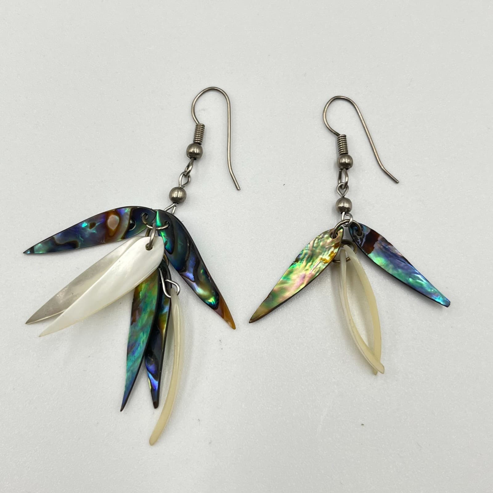Vintage Abalone Shell Earring Set Mixed Styles Boho Iridescent Mother of Pearl - Thumbnail 4