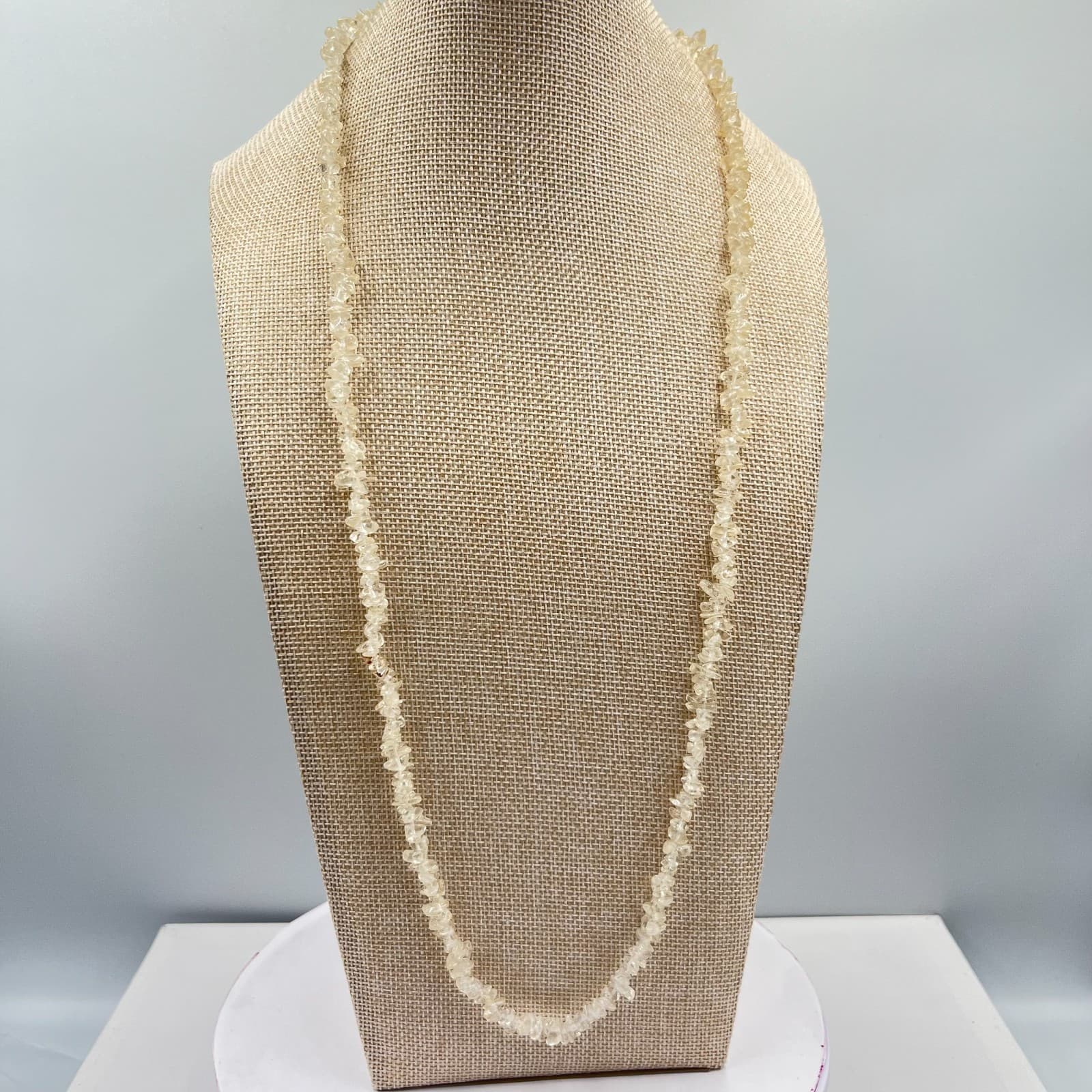 Vintage Boho Red Garnet & Pale Citrine Chip Bead Long Layering Necklace Set 2pc - Thumbnail 5