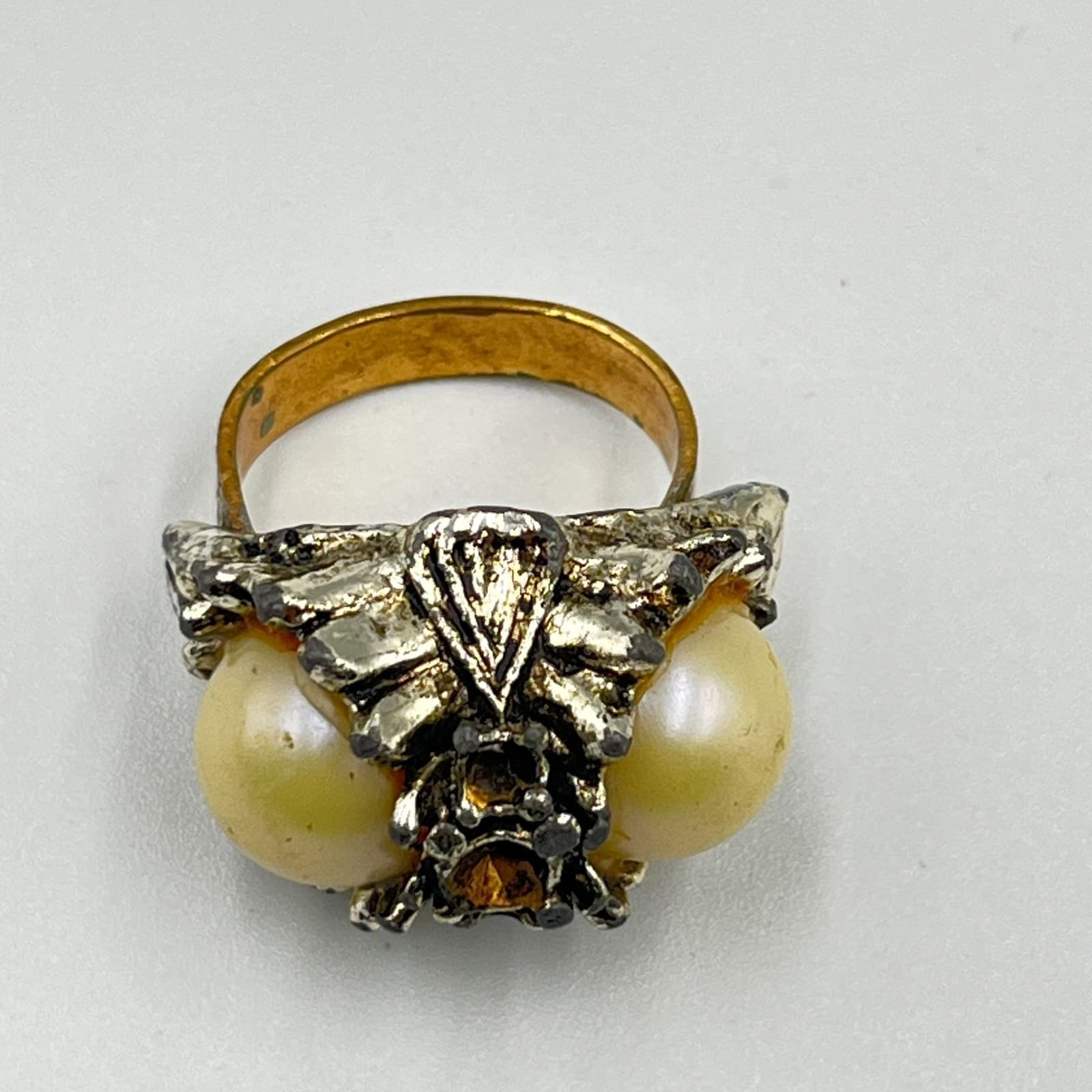 Vintage 5pc Statement Ring Set Y2K Goth Boho Dragon Eye Faux Pearl Rhinestone - Thumbnail 15
