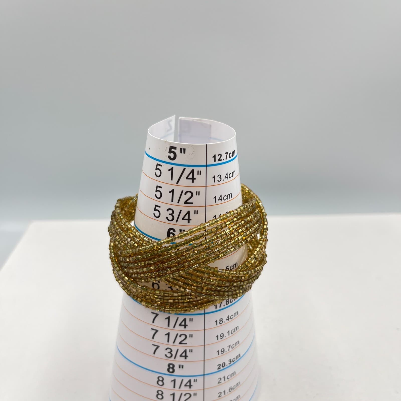 Vintage Boho Gold Tone Seed Bead Multi-Strand Memory Wire Cuff Bracelet - Thumbnail 5