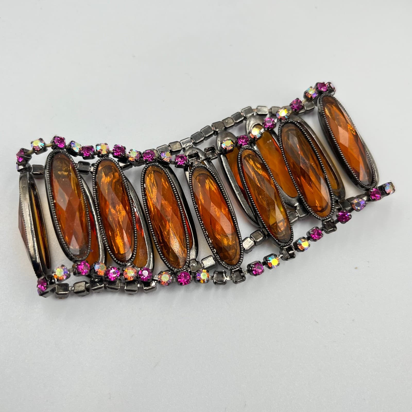 Vintage Statement Bracelet Set & Repair Lot Amber Pearl Crystal Filigree 5 Pcs - Thumbnail 5