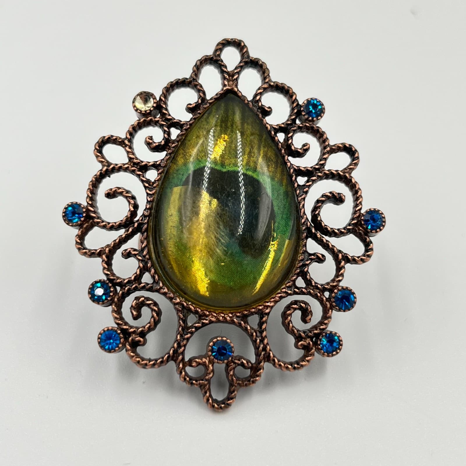 Vintage 5pc Statement Ring Set Y2K Goth Boho Dragon Eye Faux Pearl Rhinestone - Thumbnail 3