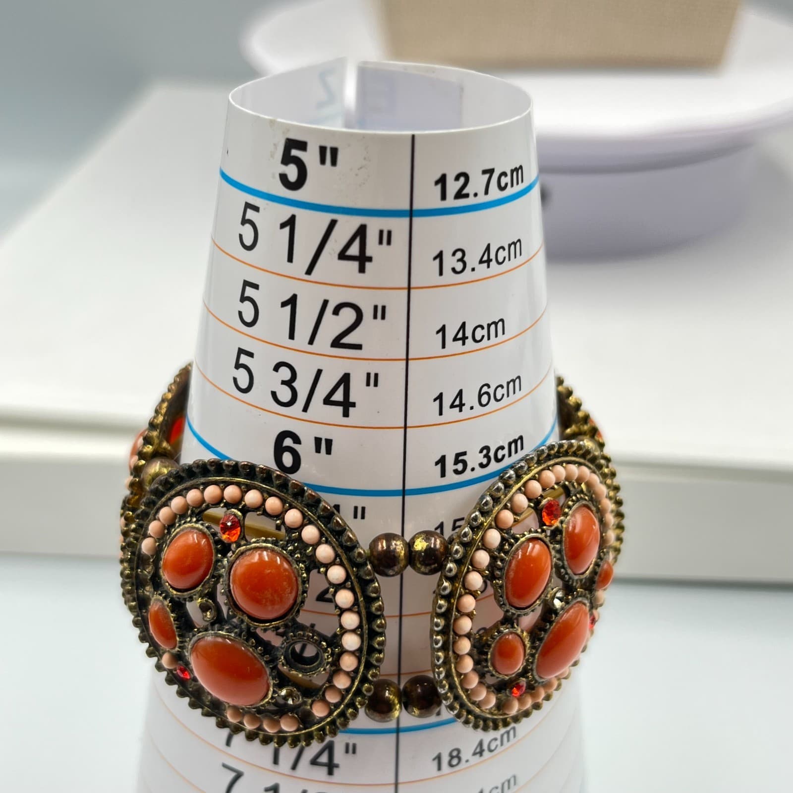 Vintage Statement Bracelet Set & Repair Lot Amber Pearl Crystal Filigree 5 Pcs - Thumbnail 4