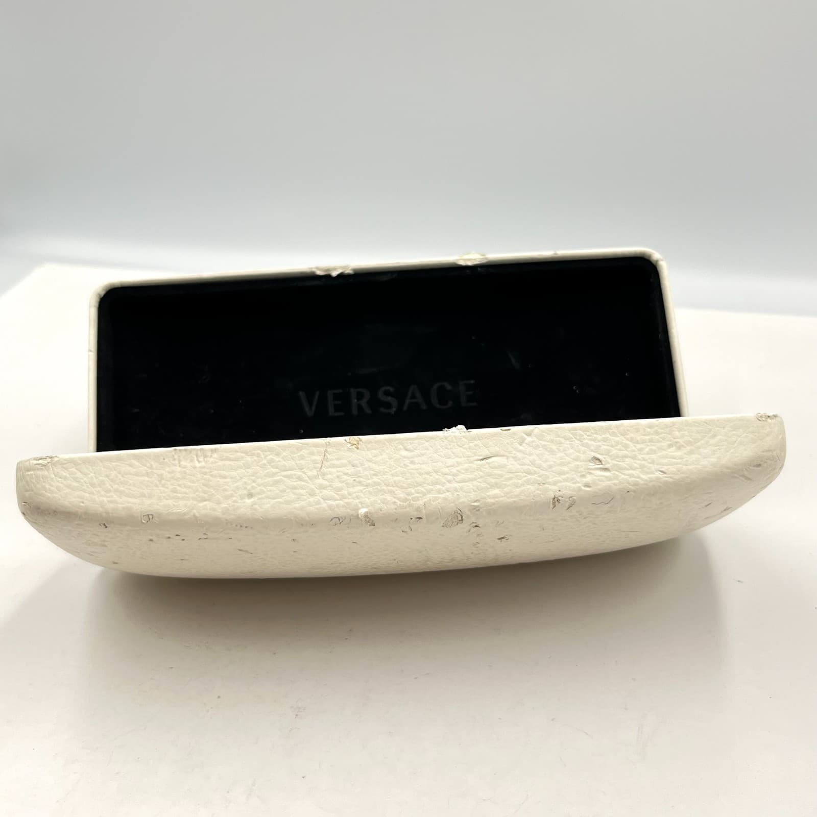 Versace Designer Glasses Case White Faux Leather Hard Shell Eyewear Storage - Thumbnail 6