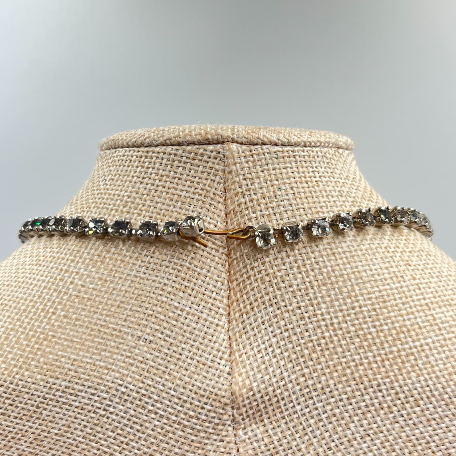 Vintage Mid-Century Rhinestone Necklace & Bracelet Set Silver Tone Deco Glam - Thumbnail 5