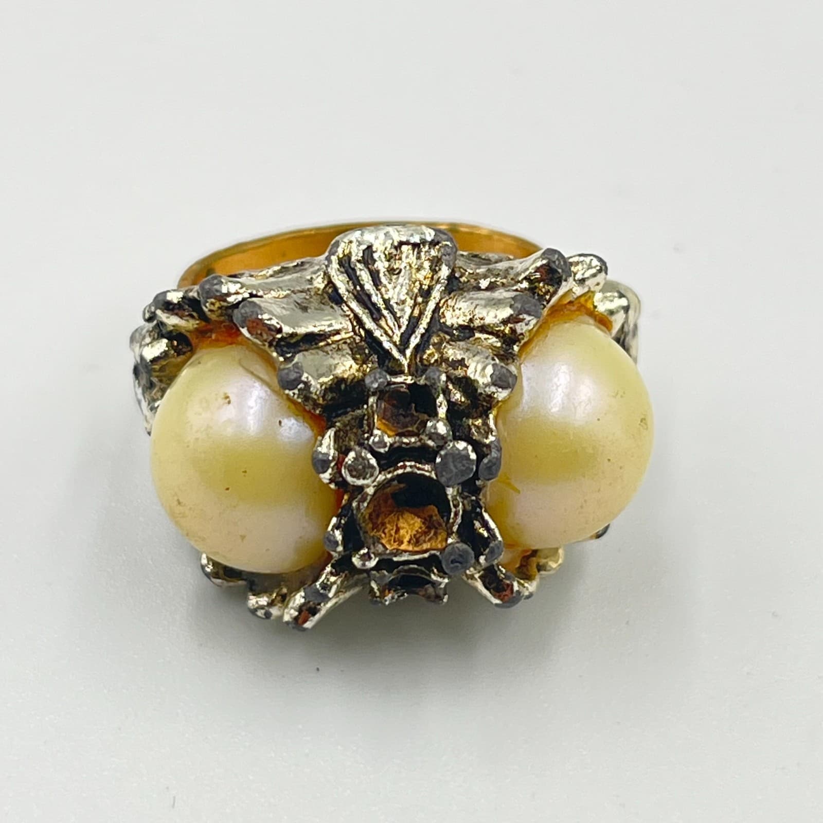 Vintage 5pc Statement Ring Set Y2K Goth Boho Dragon Eye Faux Pearl Rhinestone - Thumbnail 14