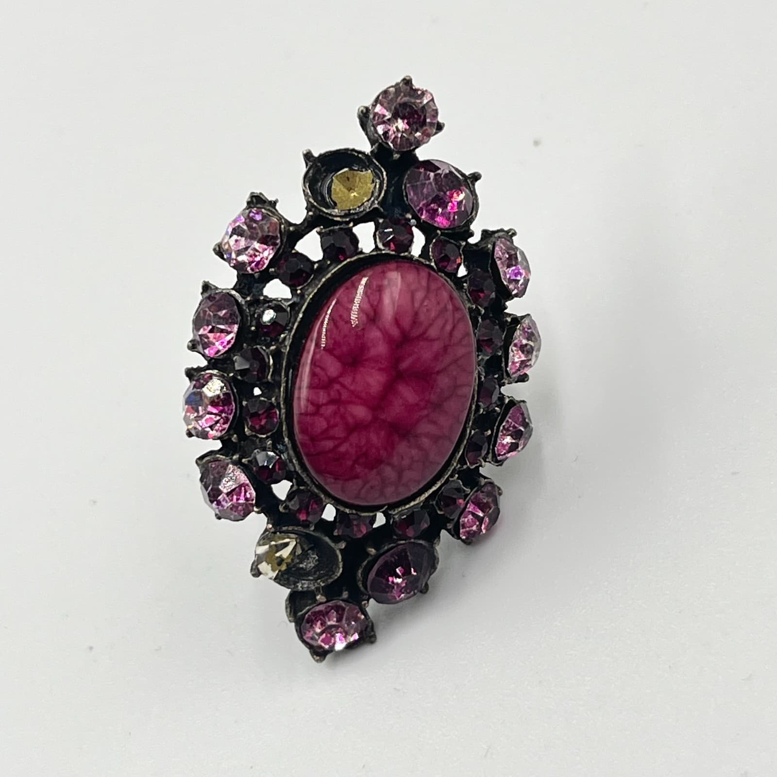 Vintage 5pc Statement Ring Set Y2K Goth Boho Dragon Eye Faux Pearl Rhinestone - Thumbnail 7