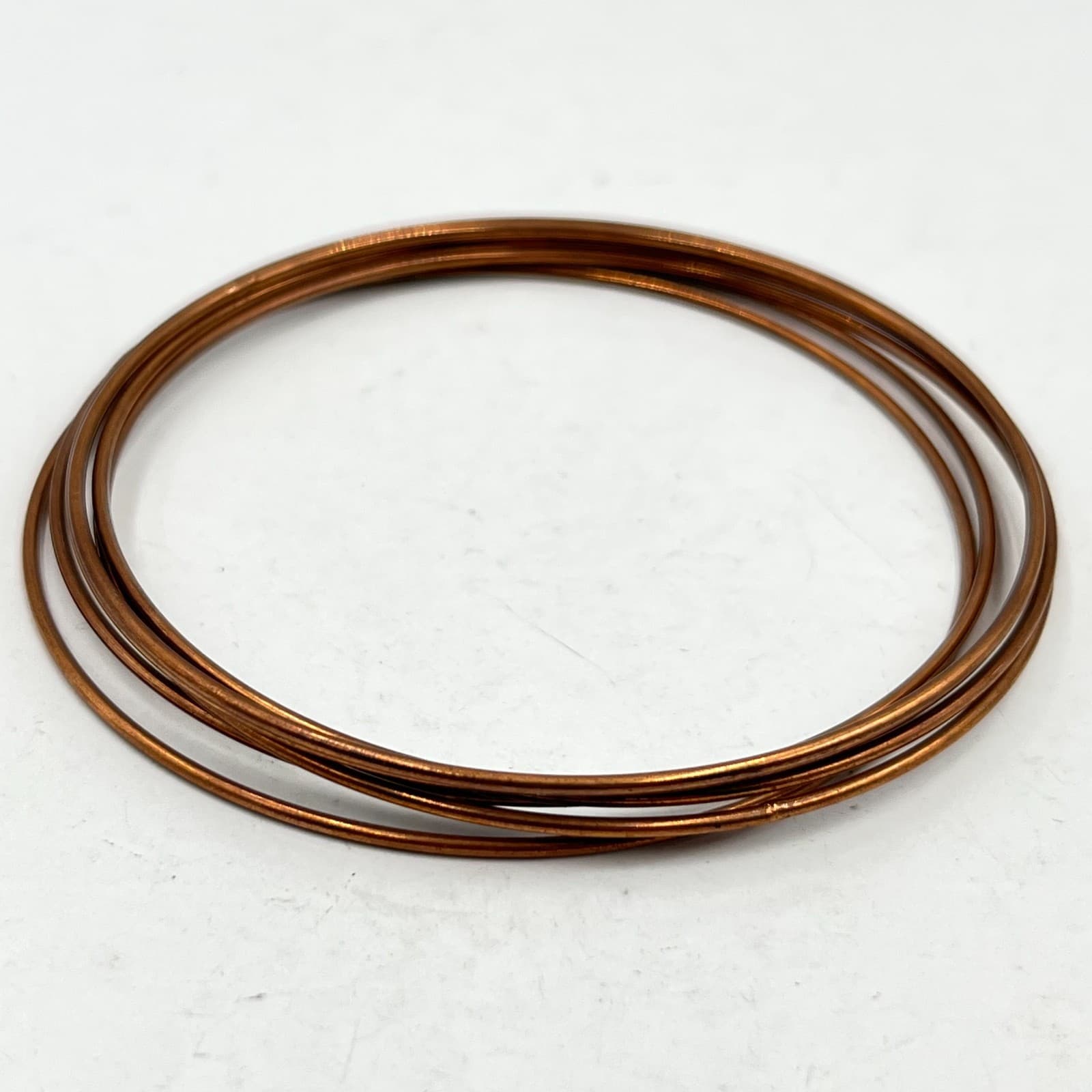 Vintage Copper Tone Slim Bangle Bracelet Set of 6 Minimalist Stackable Retro - Thumbnail 2