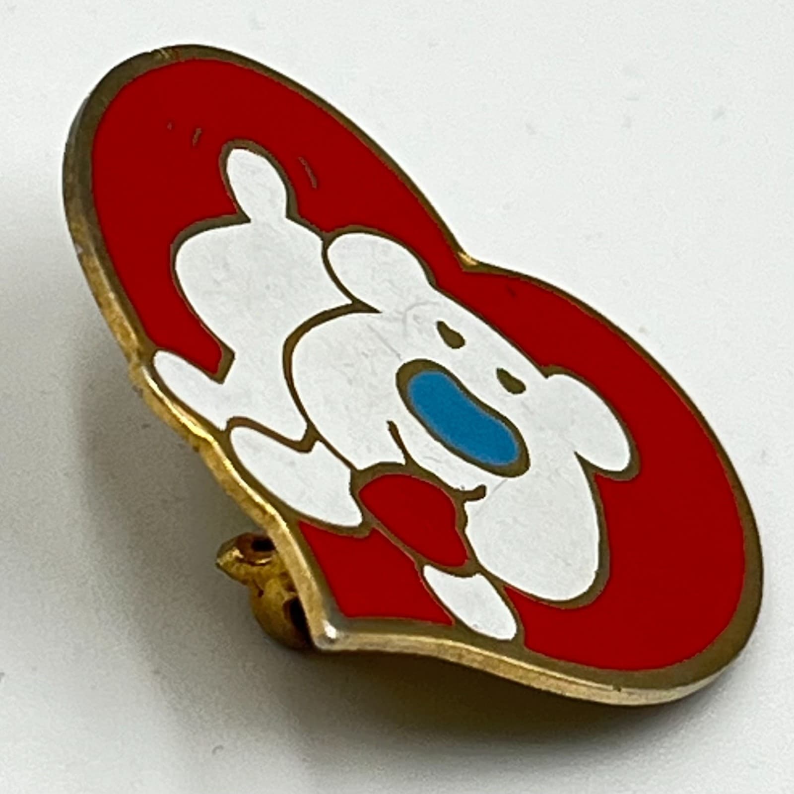 Vintage 1979 Ziggy Heart Enamel Pin Retro Gold Tone Red White Bear Brooch - Thumbnail 3