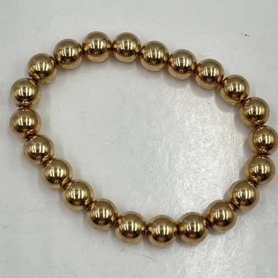 Vintage Boho Gold Beaded Stretch Bracelet Set Heart & Moon Charms 6-Piece Lot - Thumbnail 6
