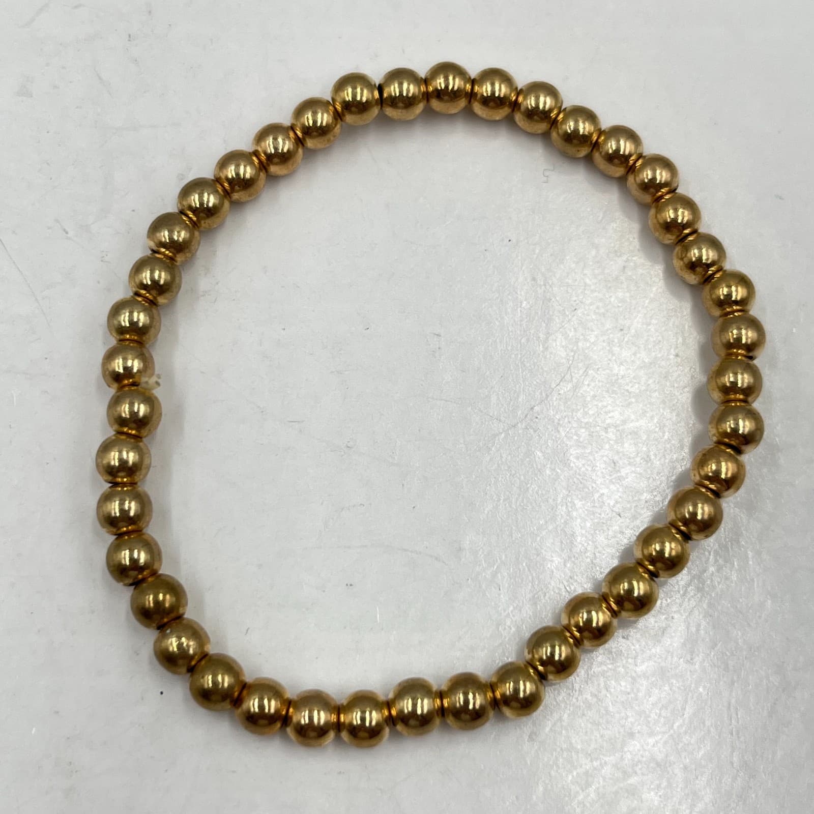 Vintage Retro Gold Bead & Faux Pearl Stretch Bracelet Stack Set 6pc Mixed Lot - Thumbnail 5