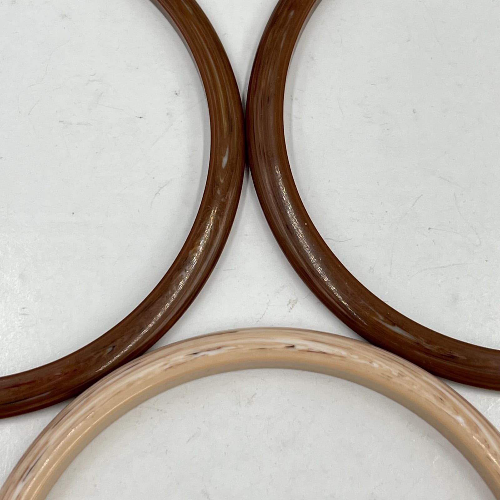 Vintage Retro Lucite Bangle Bracelet Set 3 Brown Tan Marbled Earthy 80ch Classic - Thumbnail 5
