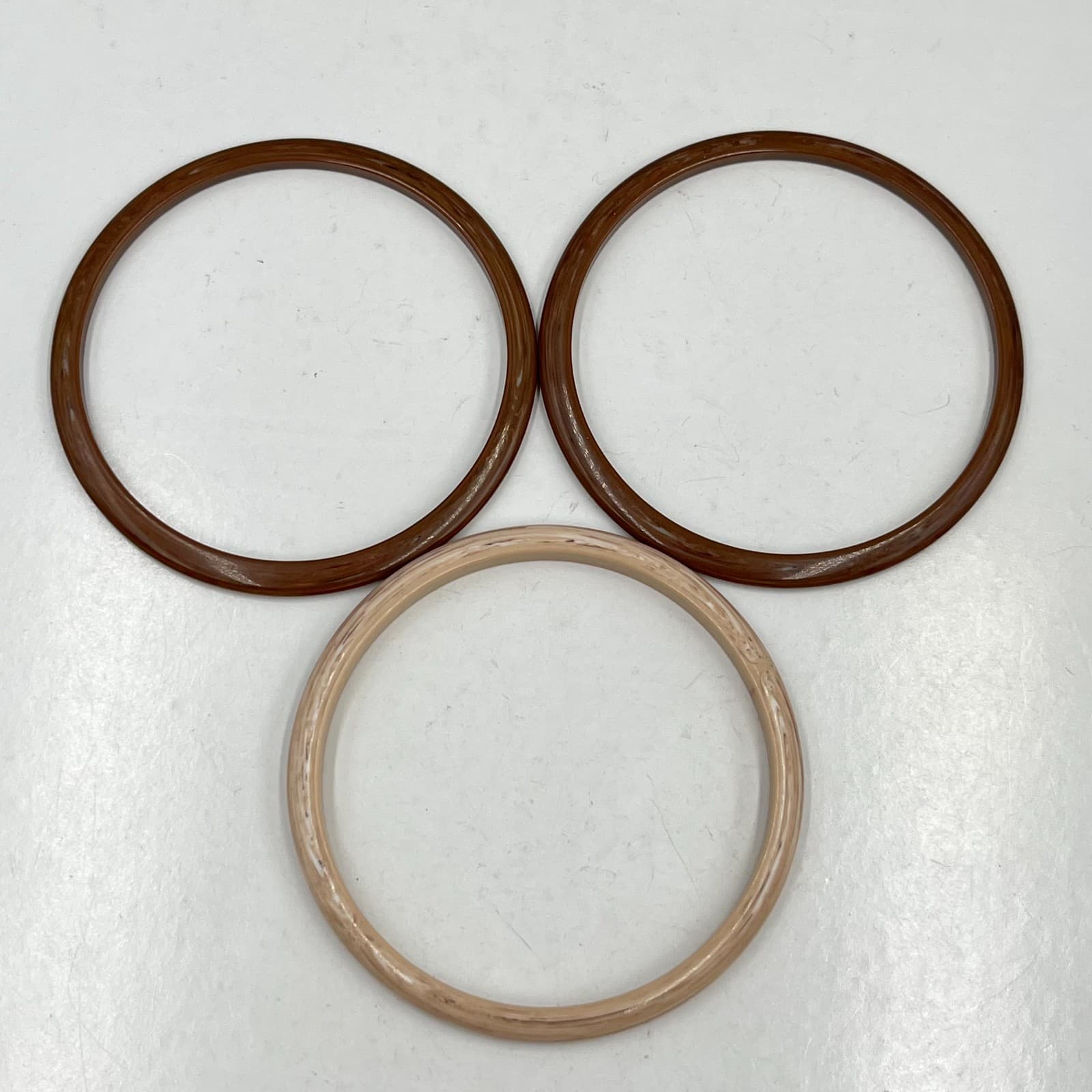 Vintage Retro Lucite Bangle Bracelet Set 3 Brown Tan Marbled Earthy 80ch Classic - Thumbnail 4