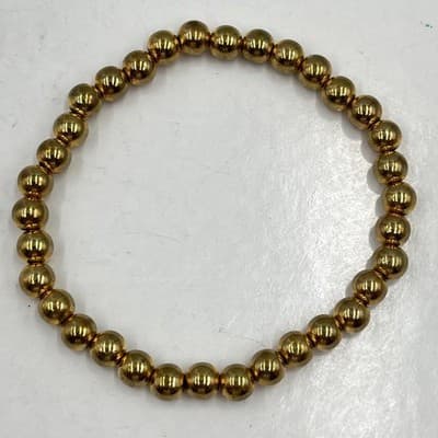 Vintage Boho Gold Beaded Stretch Bracelet Set Heart & Moon Charms 6-Piece Lot - Thumbnail 8