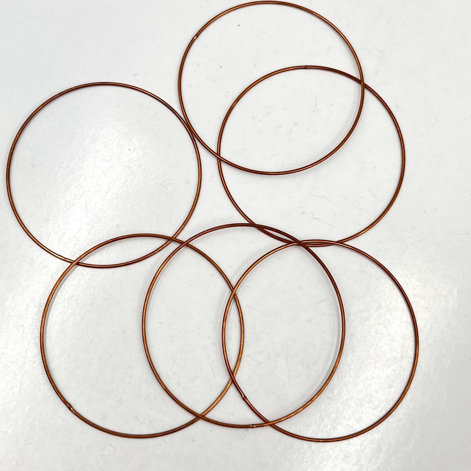 Vintage Copper Tone Slim Bangle Bracelet Set of 6 Minimalist Stackable Retro - Thumbnail 4