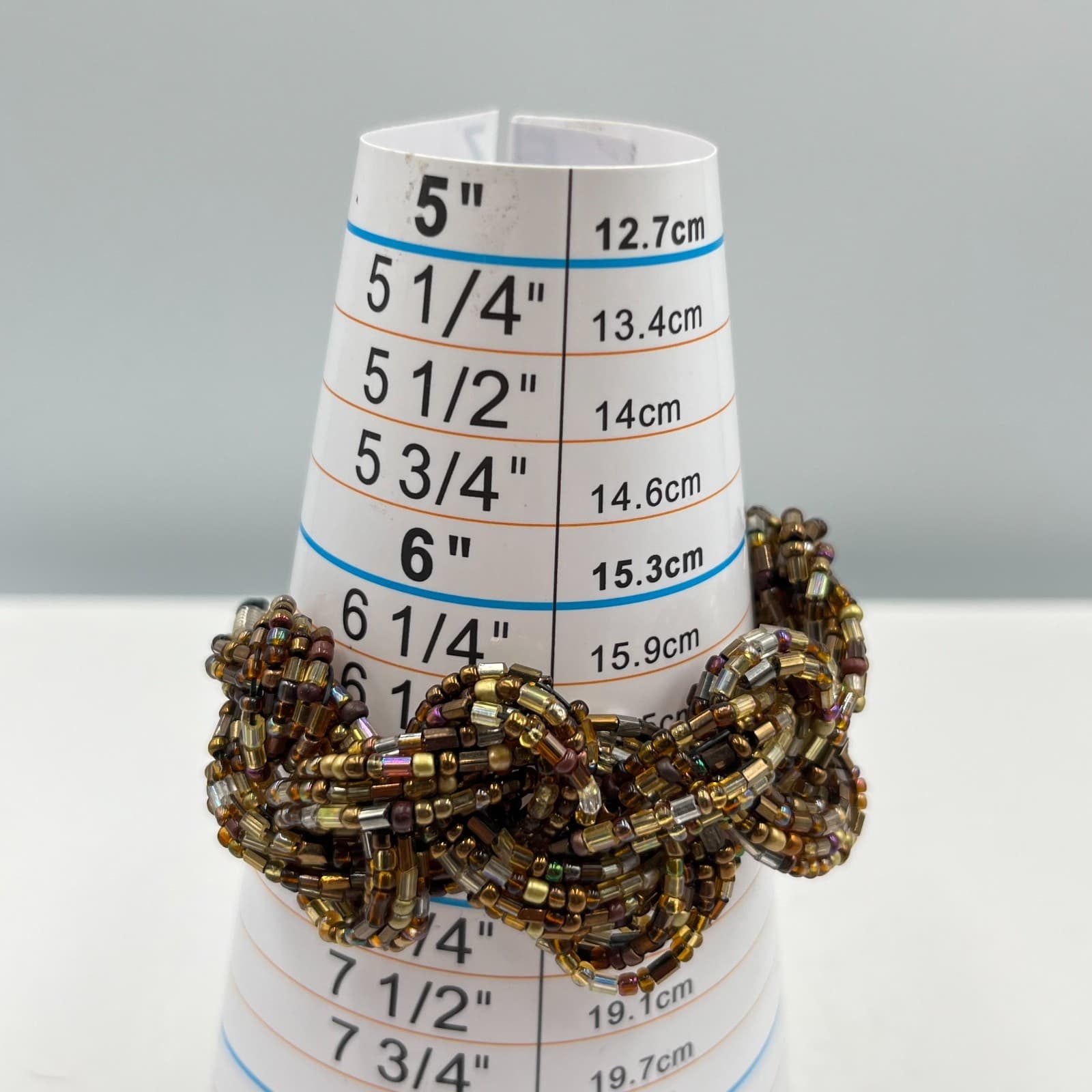 Vintage Boho Multi-Strand Seed Bead Bracelet Set Purple Gold Earth Tone Y2K - Thumbnail 2