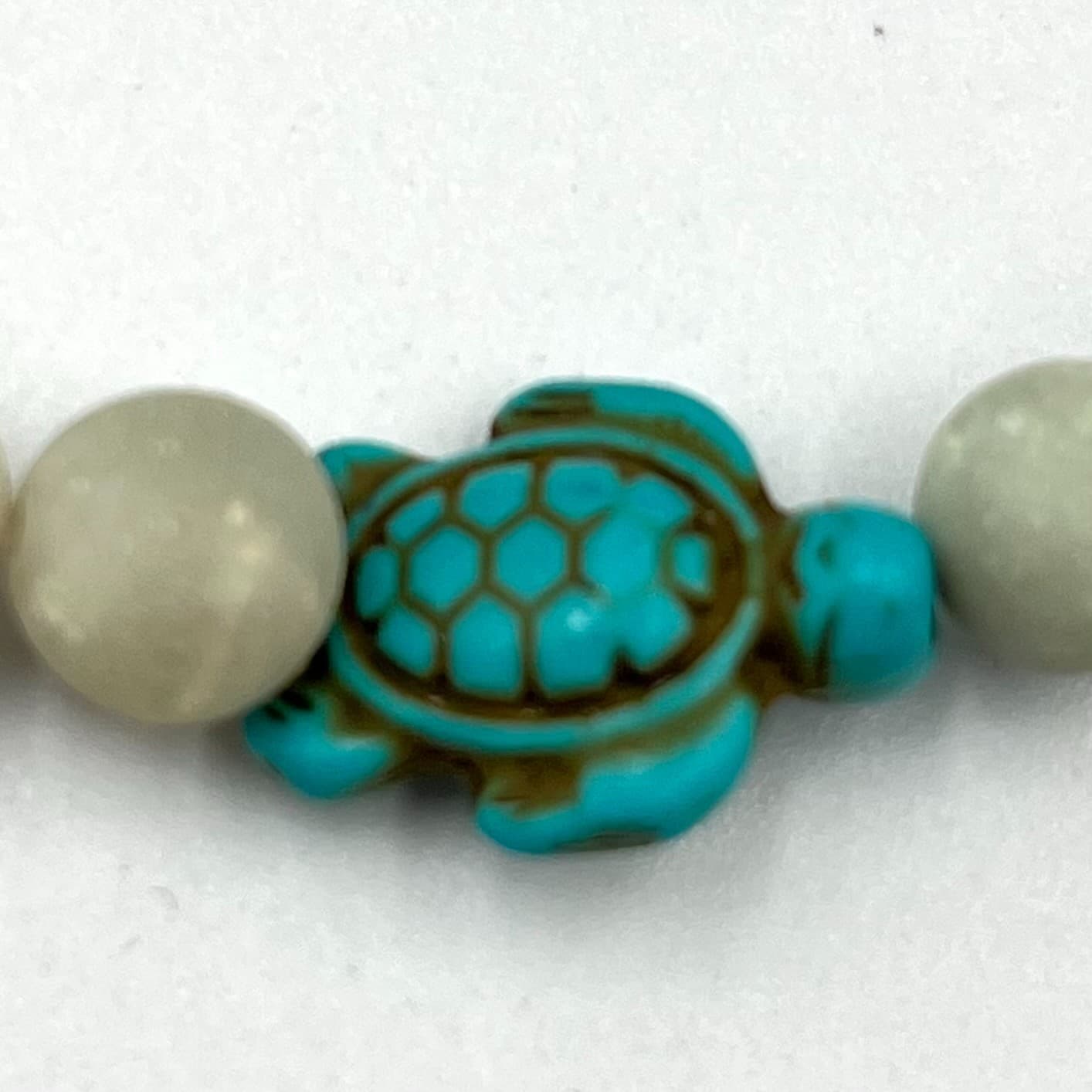 Vintage Boho Matte Stone Stretch Bracelet Set Elephant & Turtle Charms Y2K 2pc - Thumbnail 6
