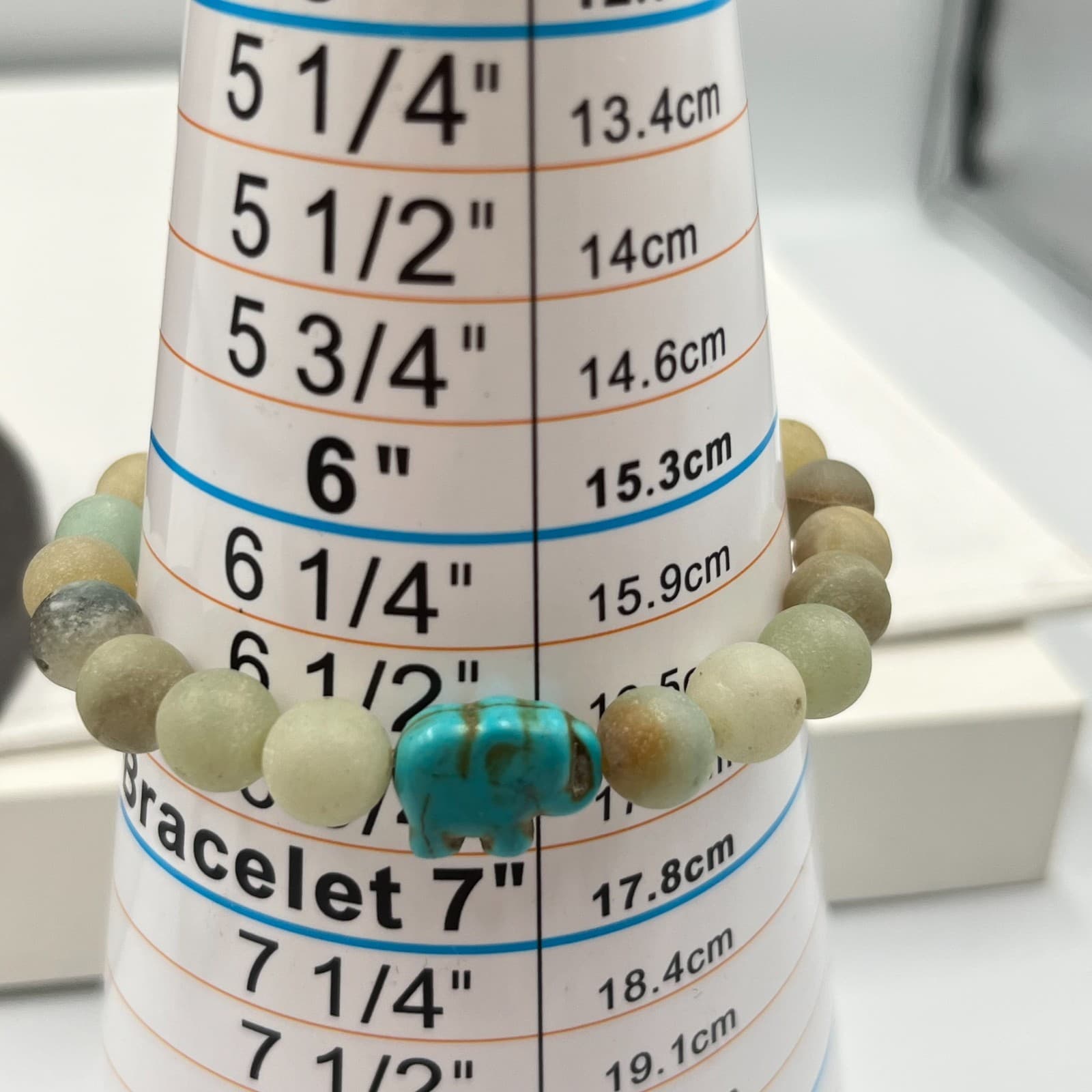 Vintage Boho Matte Stone Stretch Bracelet Set Elephant & Turtle Charms Y2K 2pc - Thumbnail 4