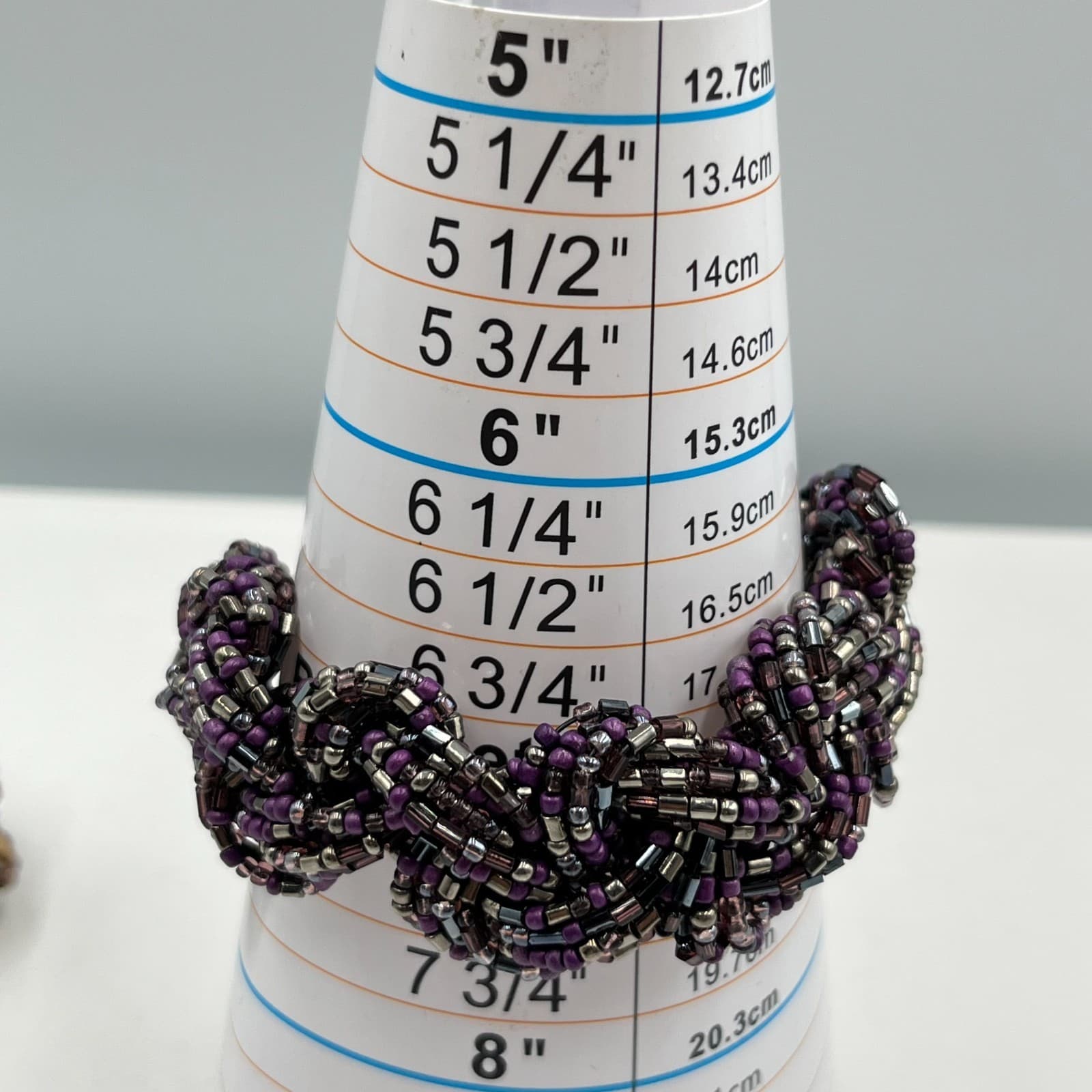 Vintage Boho Multi-Strand Seed Bead Bracelet Set Purple Gold Earth Tone Y2K - Thumbnail 4