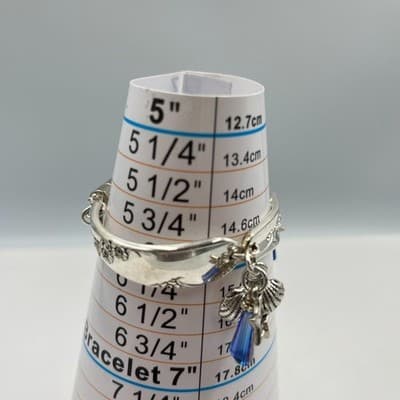 Vintage Spoon Handle Charm Bracelet Silver Shell Star Blue Crystal Classic Retro - Thumbnail 5