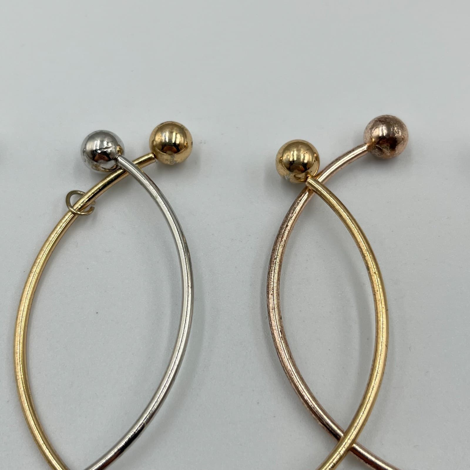 VTG Modern Trio Stackable Cuff Bracelets Set Mixed Metal Silver Gold Rose Gold - Thumbnail 8