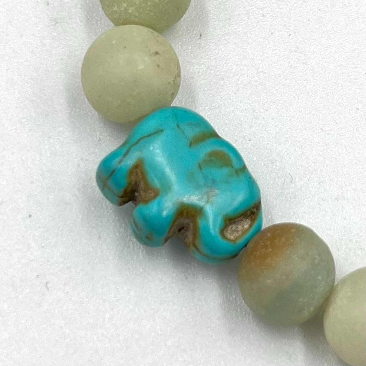 Vintage Boho Matte Stone Stretch Bracelet Set Elephant & Turtle Charms Y2K 2pc - Thumbnail 3
