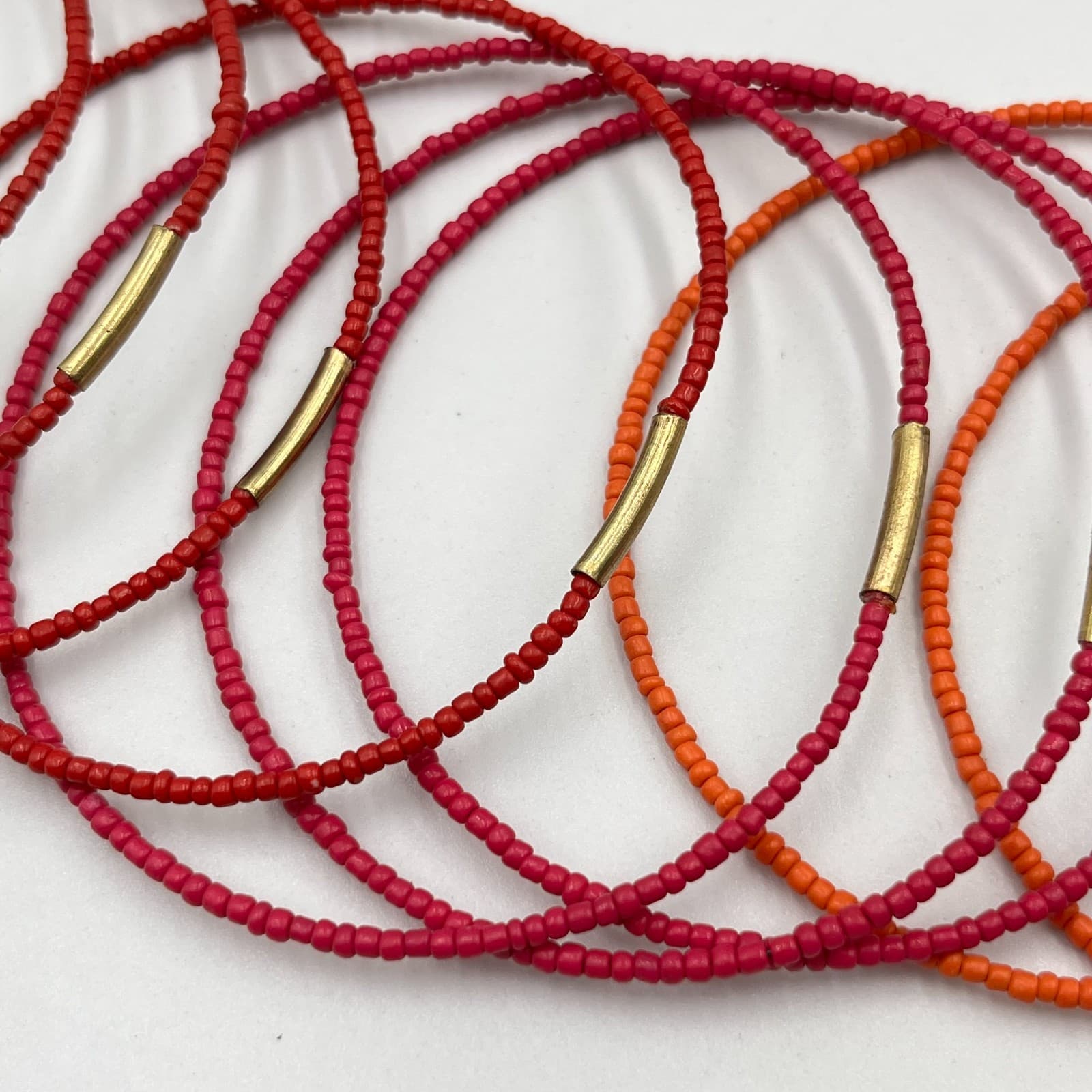 VTG Boho Seed Bead Bracelet Set - 9pc Colorful Stackable Stretch Jewelry Brass - Thumbnail 11