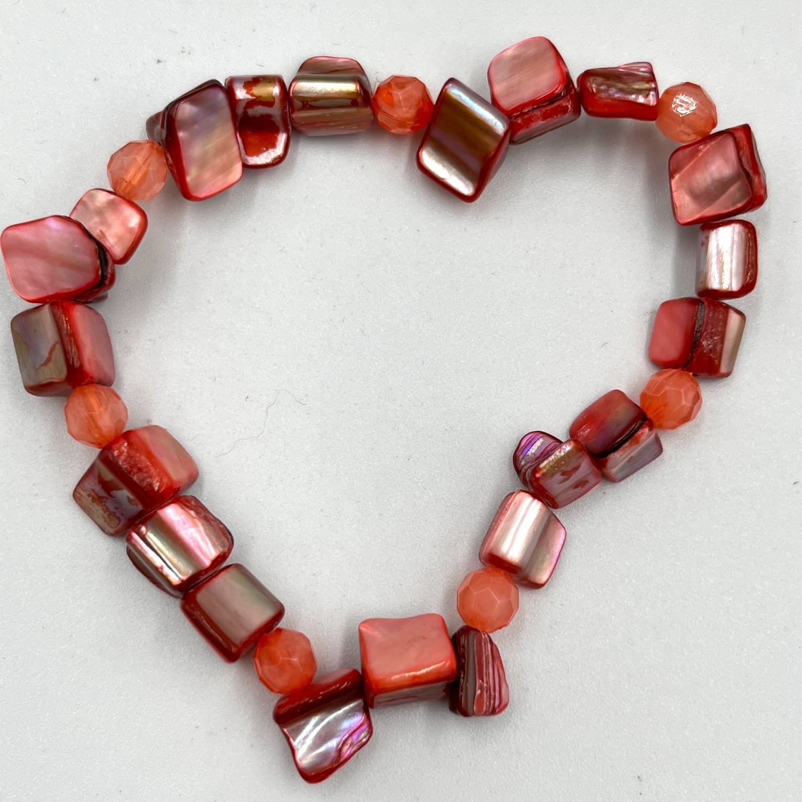 Vintage Boho Mother of Pearl Shell Stretch Bracelet Set Iridescent Multi 5pc - Thumbnail 10