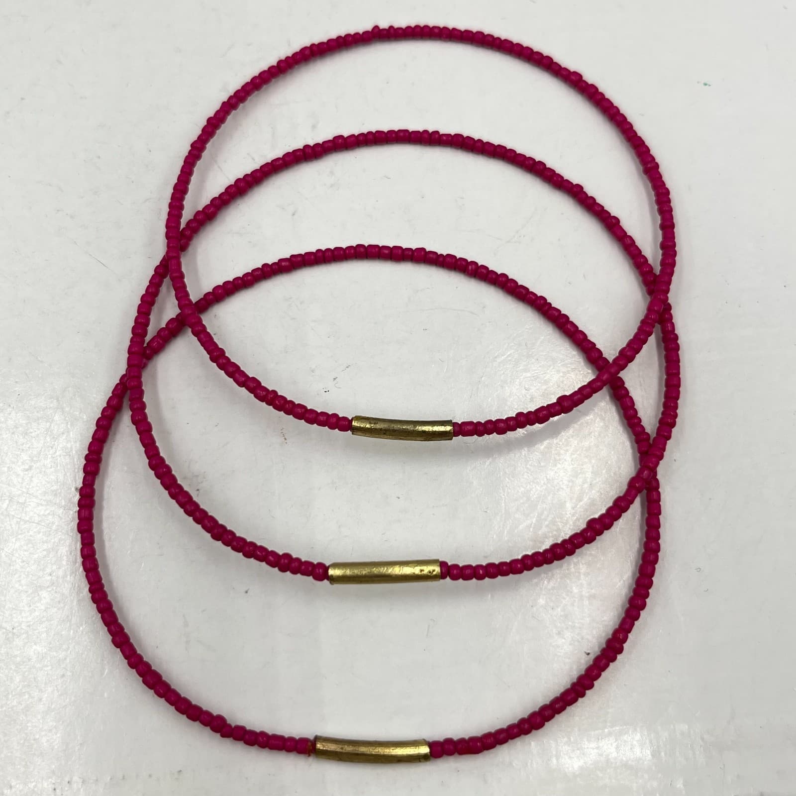 VTG Boho Seed Bead Bracelet Set - 9pc Colorful Stackable Stretch Jewelry Brass - Thumbnail 5