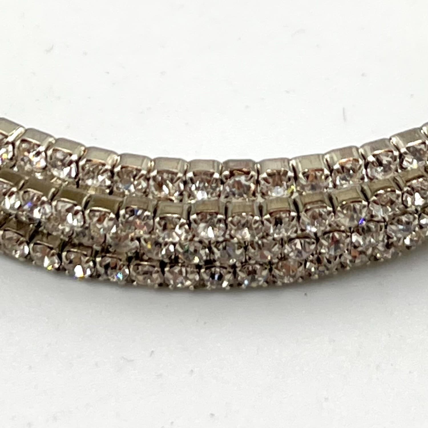 Vintage Y2K Silver Tone Rhinestone Wrap Bangle Bracelets Set of 2 Sparkly - Thumbnail 3