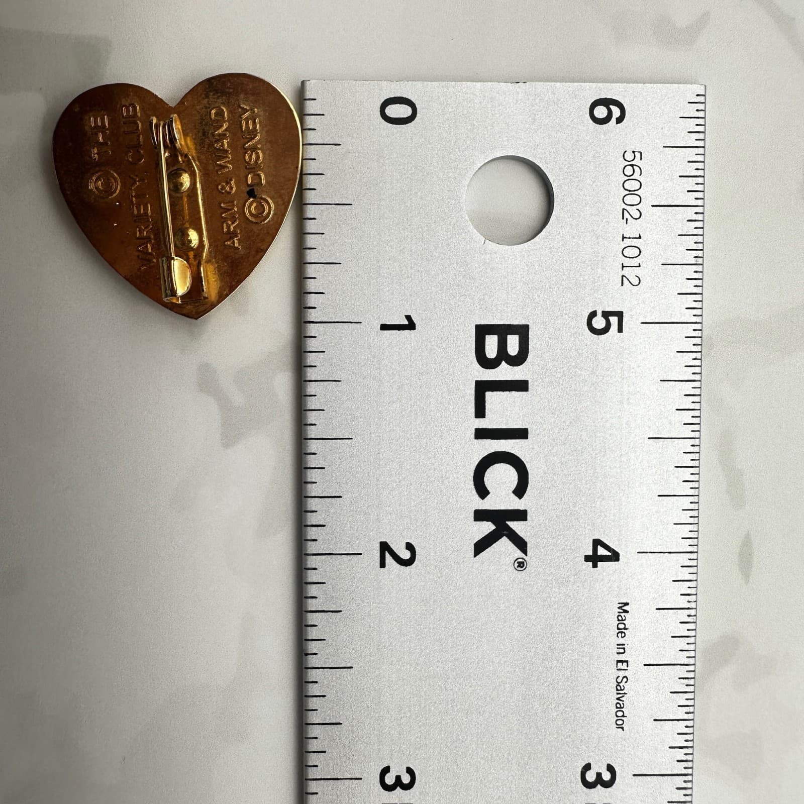 Vintage Disney Arm & Wand Heart-Shaped Gold-Toned Classic Charity Lapel Pin - Thumbnail 8