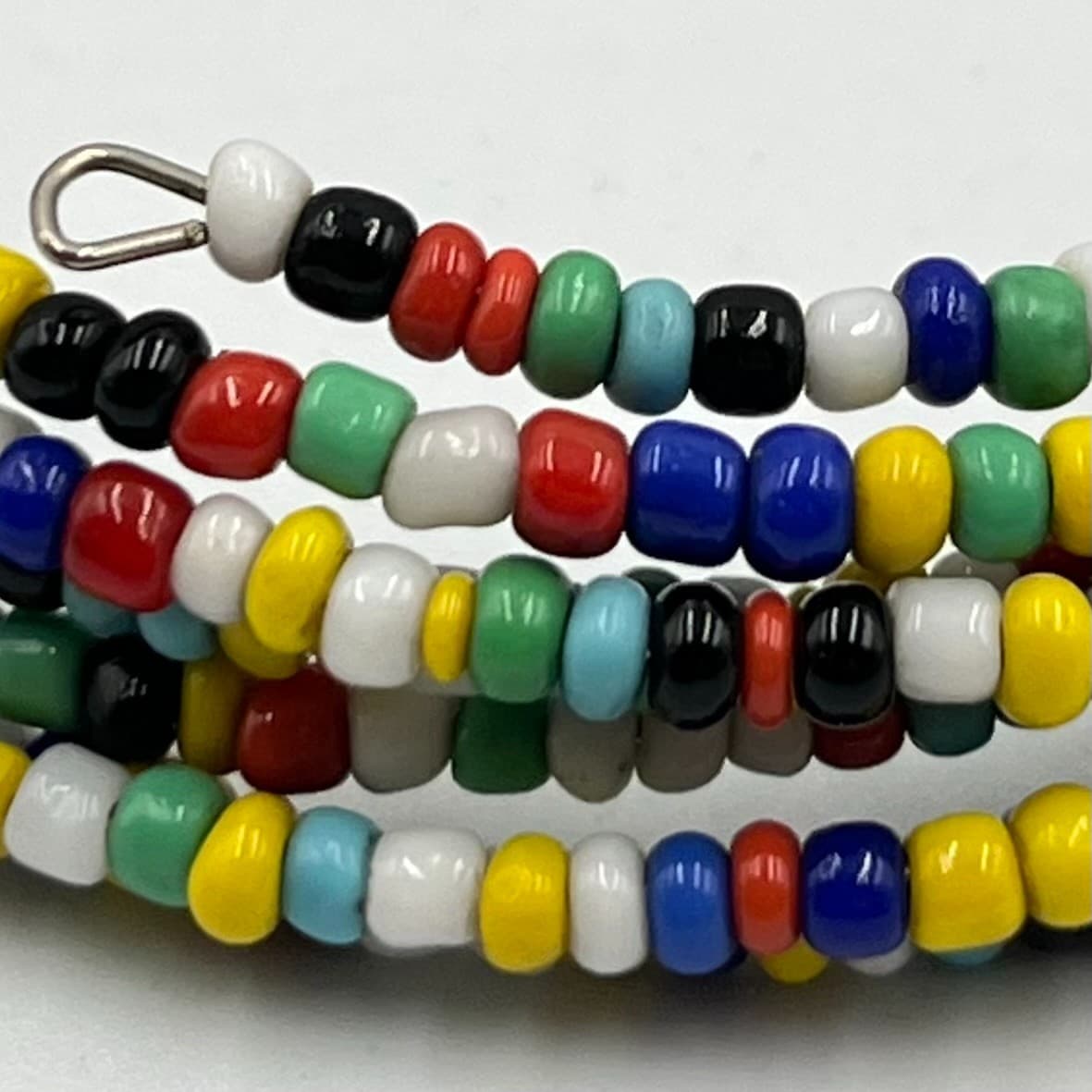 Vintage Retro Multi-Color Seed Bead Memory Wire Wrap Coil Bracelet Boho Y2K - Thumbnail 3