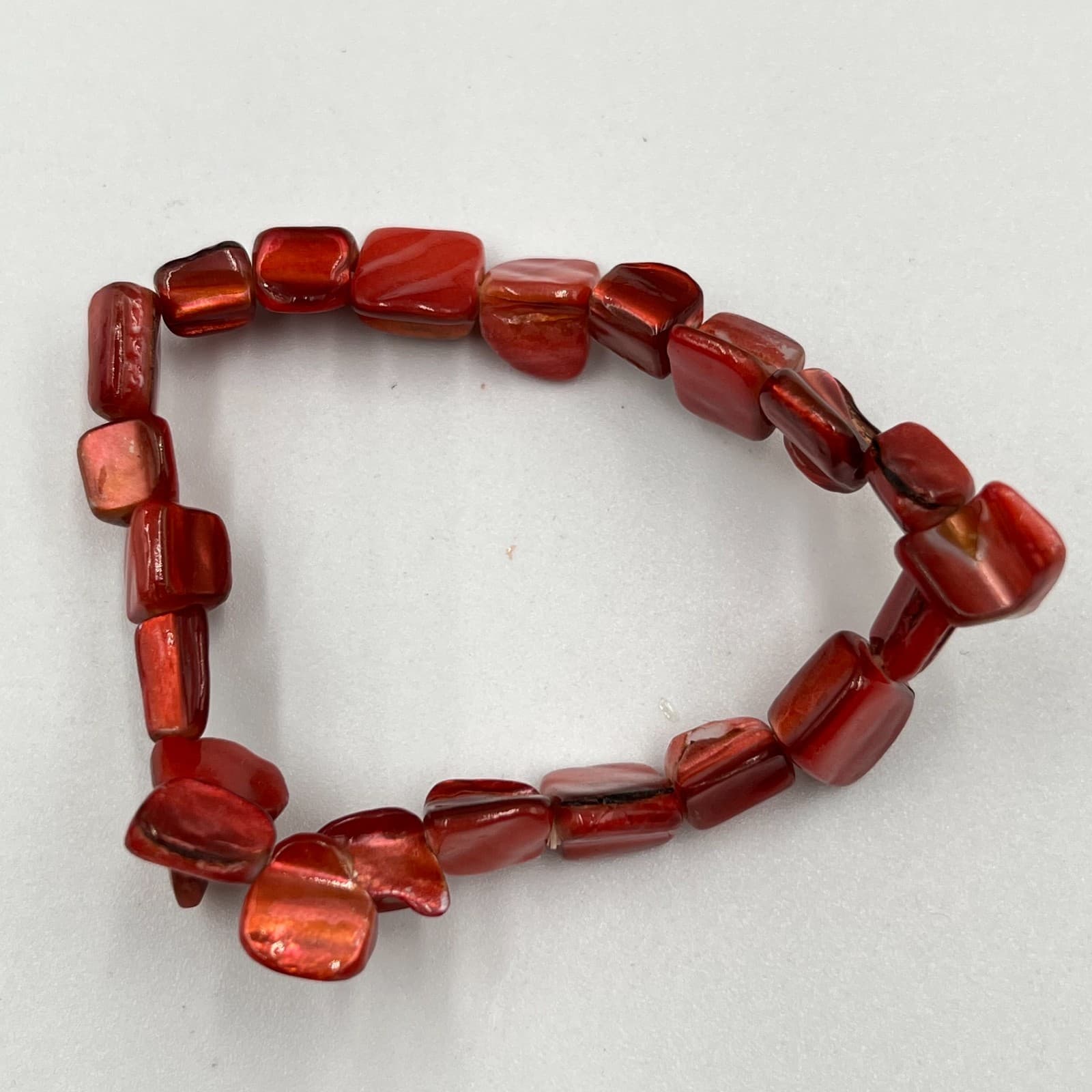 Vintage Boho Mother of Pearl Shell Stretch Bracelet Set Iridescent Multi 5pc - Thumbnail 6