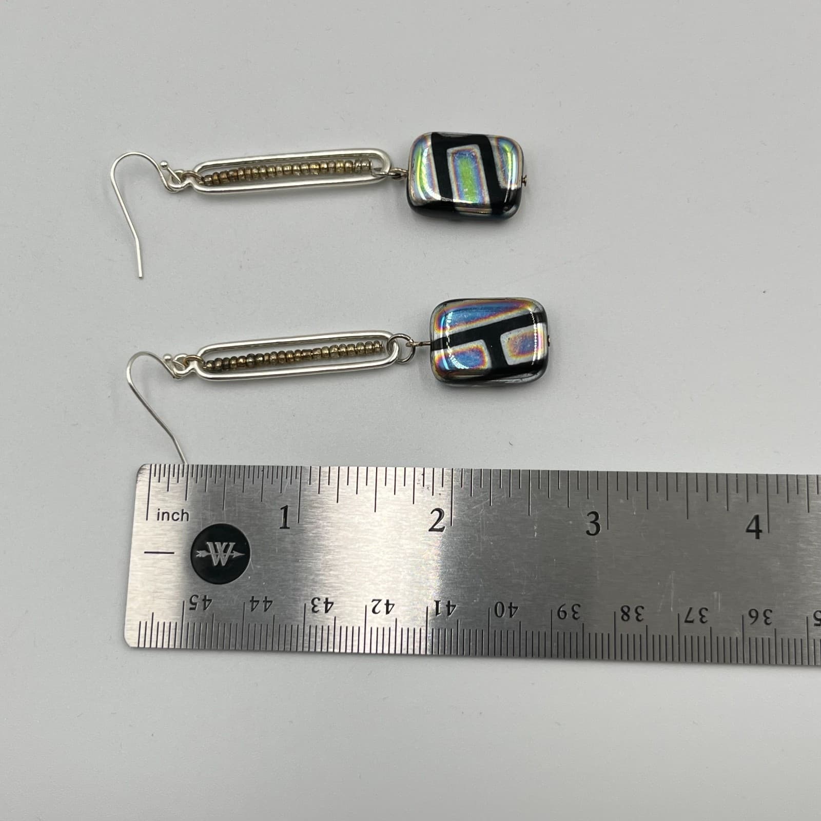 Vintage Artisan Lampwork & Dichroic Glass Earring Set 4 Piras Boho Abstract - Thumbnail 9
