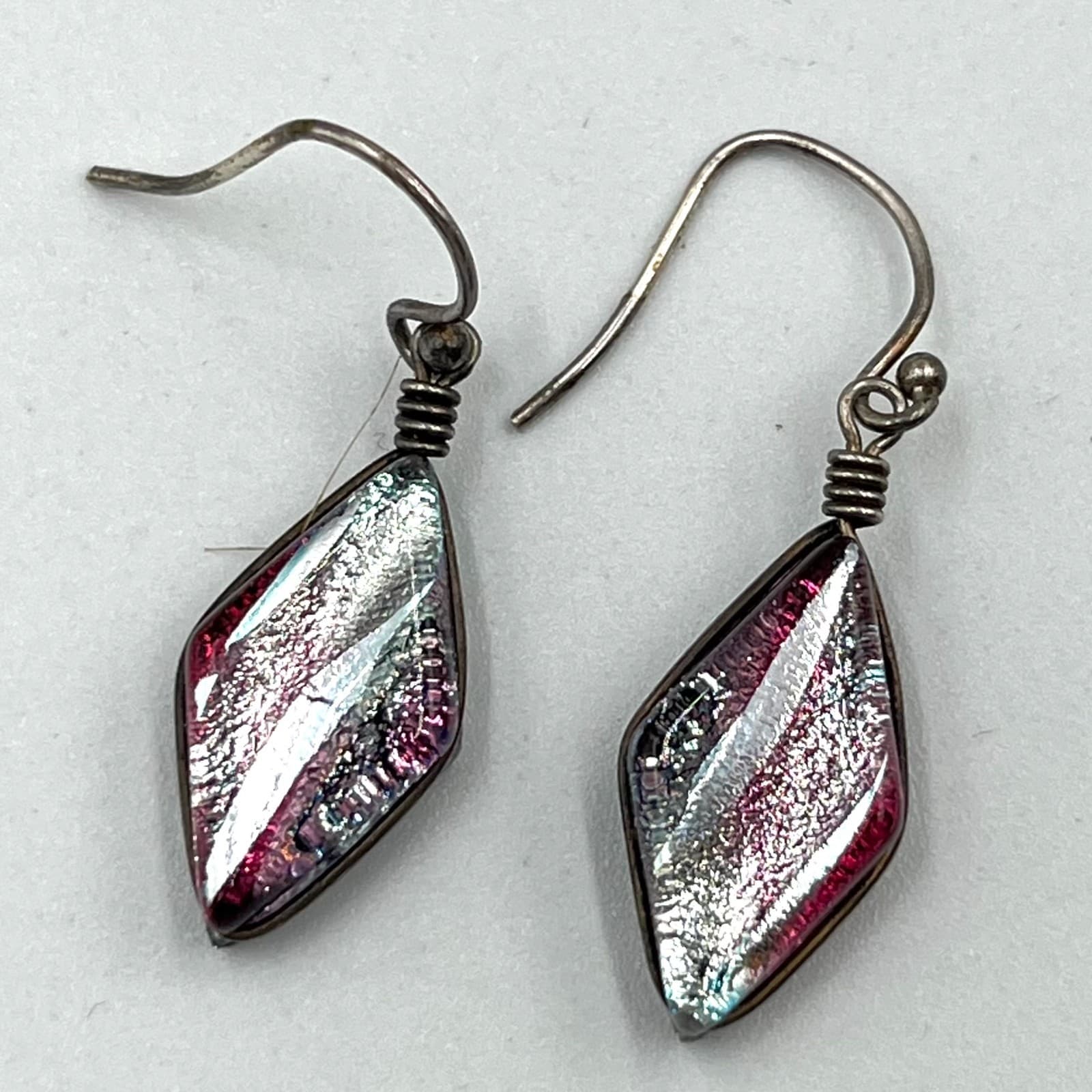 Vintage Artisan Lampwork & Dichroic Glass Earring Set 4 Piras Boho Abstract - Thumbnail 6