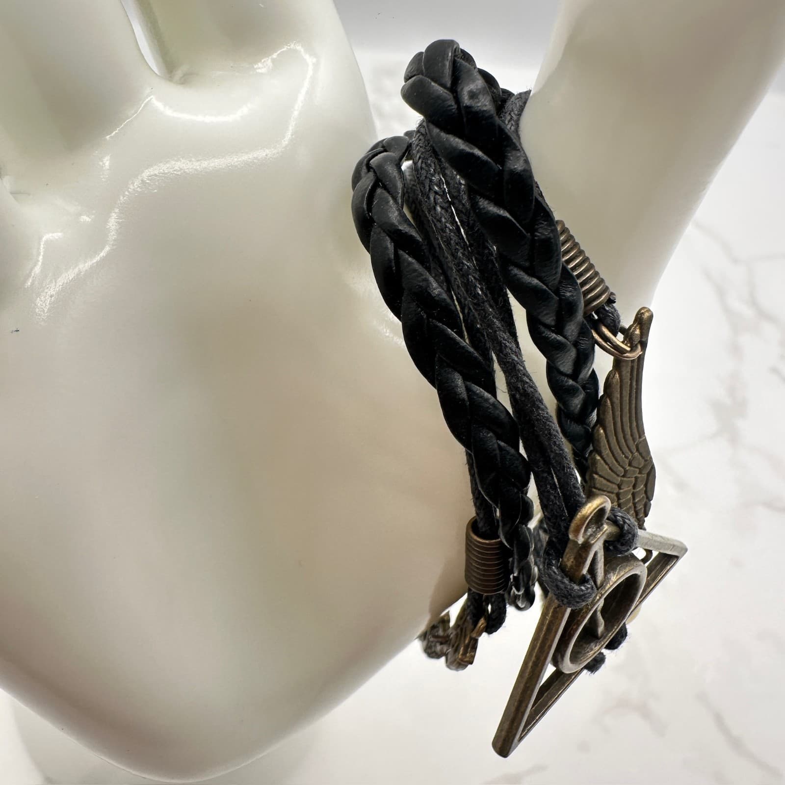Vintage Handcrafted Owls Wings Harry Potter Golden Bead Deathly Hallows Charm - Thumbnail 6