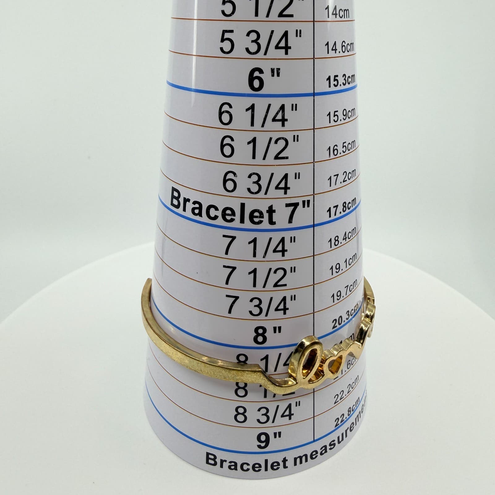 Gold Tone Love Script Bangle Bracelet Heart Detail Word Art Minimalist Stackable - Thumbnail 8