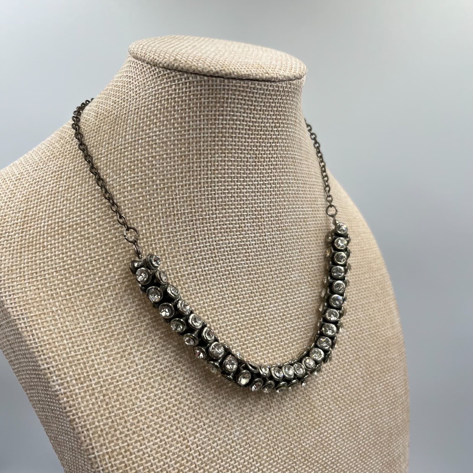 Vintage American Eagle Outfitters (AEO) Bronze Tone Rhinestone Collar Necklace - Thumbnail 6