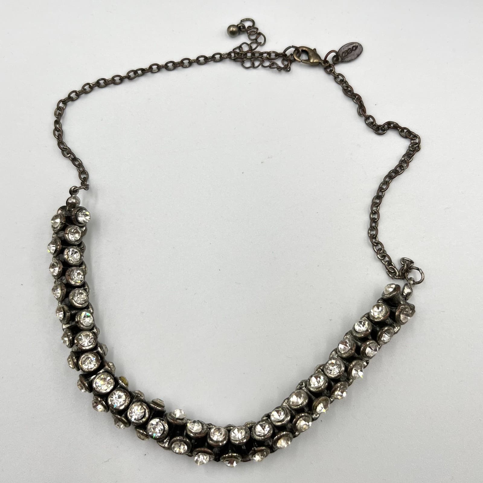 Vintage American Eagle Outfitters (AEO) Bronze Tone Rhinestone Collar Necklace - Thumbnail 2