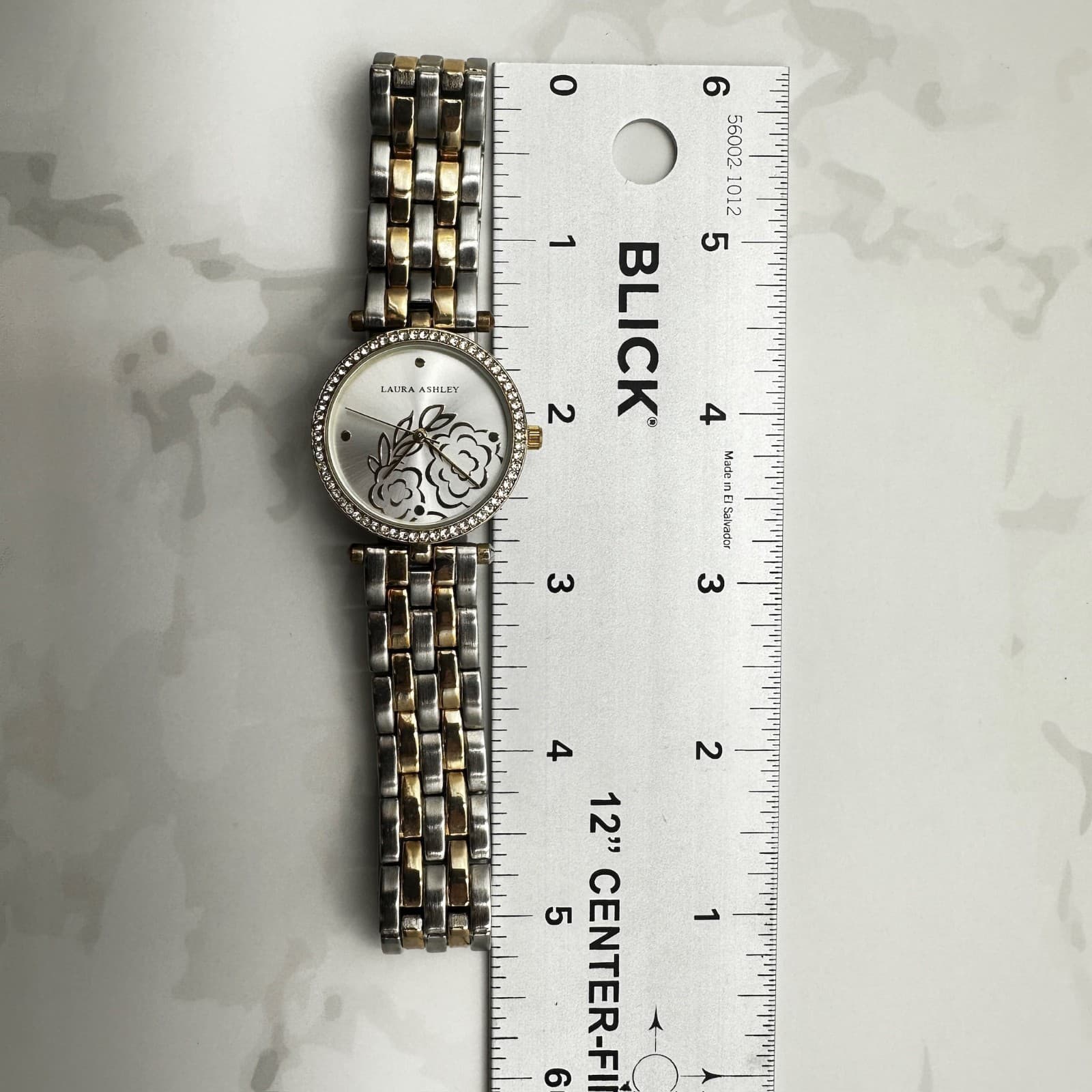 Vintage Laura Ashley Rhinestone Floral Embossed Analog Quartz Dial Classic - Thumbnail 7