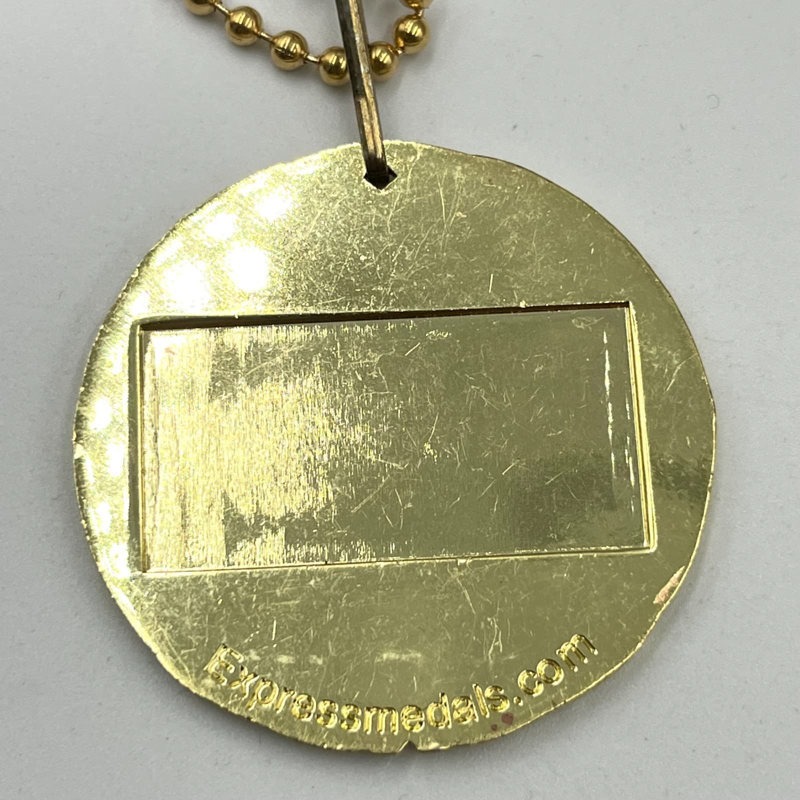 VTG Express Medal Gold Tone Tennis Racket Medal Pendant Necklace Sporty Retro - Thumbnail 4