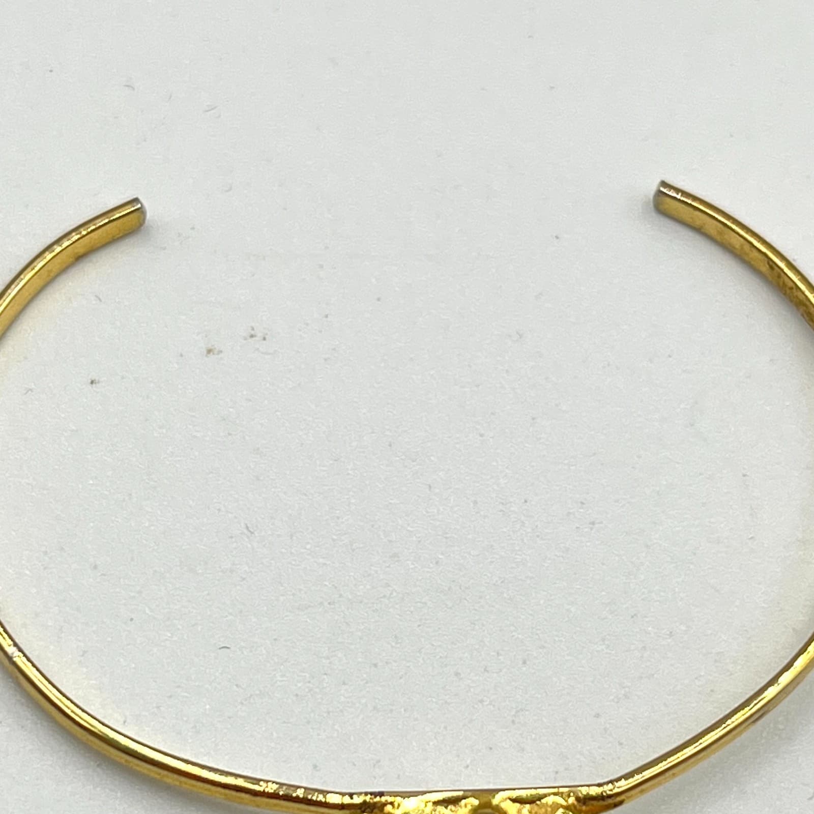 Vintage Gold Tone Citrine Color Crystal Cuff Bracelet Retro Minimalist Bangle - Thumbnail 2