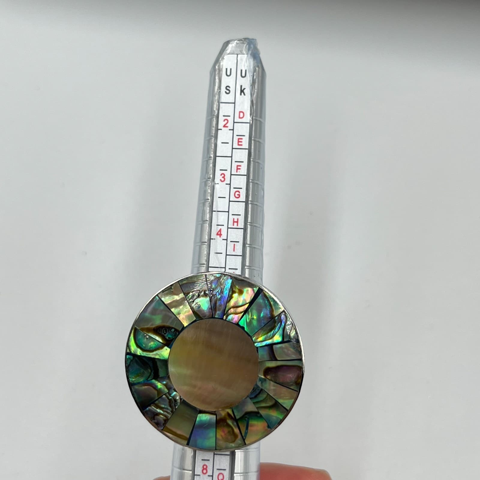 Vintage Y2K Abalone Shell Inlay Geometric Necklace, Earrings & Ring Set Retro - Thumbnail 15